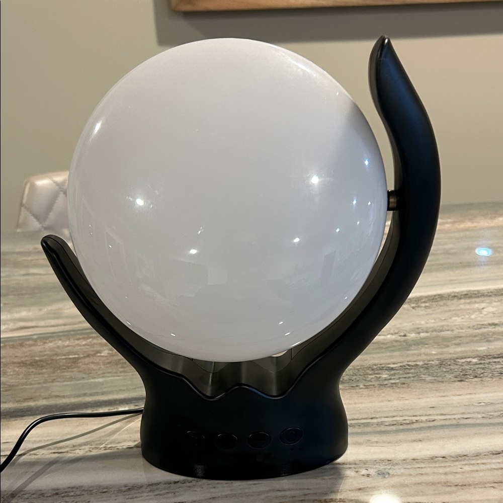 Modern Black Table Lamp with White Globe